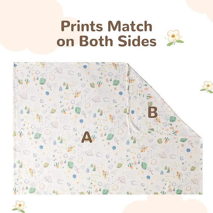 NTBAY 4 Layer Muslin Cotton Toddler Blanket, 30x40 Soft and Breathable Receiving for Newborns and Infants, Perfect for Crib, Stroller, Travel, Lightweight Nursery Blanket, Space Explorer