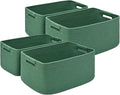 4 Pack Large Storage Basket for Organizing, 17.5"x13.5"x7.5" Woven Basket for Shelves, Closet Cube Storage Bins with Wrapped Handle, Cotton Rope Baskets for Kitchen, Clothes, Toys(Green)