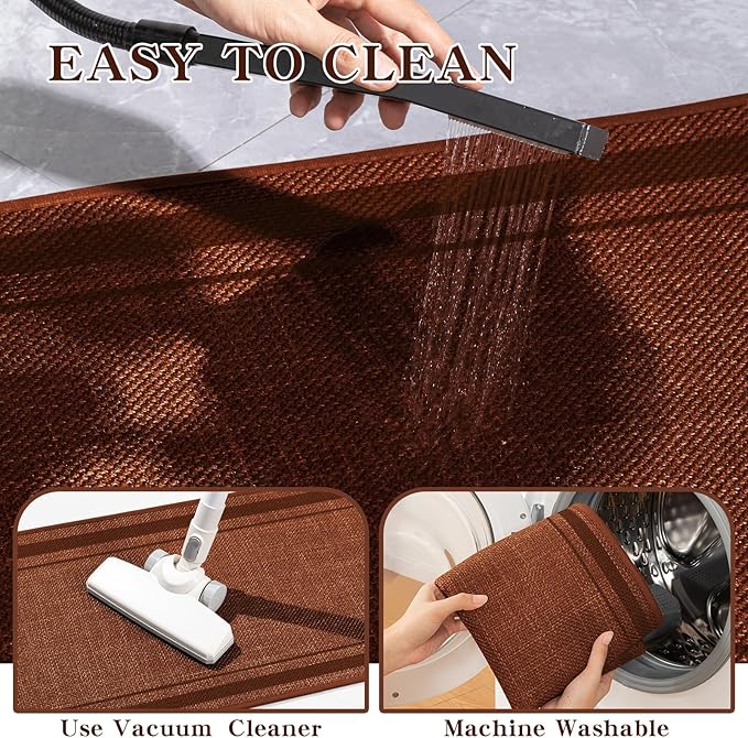 chakme Bathroom Rugs Mat 24x17, Ultra Thin Non Slip Bath Mat Small Quick Dry Absorbent Bath Mat for Bathroom Floor, (Rust, 24"x17")