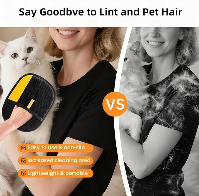 Sibkuy 2026 Thickened Electrostatic Pet Hair Removal Gloves for Dogs & Cats，Reusable & Washable Cat Hair Removal Glove, Pet Hair Remover Tool for Furniture Clothing, Couch, Carpet, Car Seat, Bed