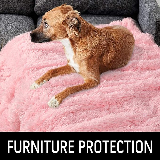LOCHAS Luxury Fluffy Dog Blanket, Extra Soft and Warm Sherpa Fleece Pet Blankets for Dogs Cats, Plush Furry Faux Fur Puppy Throw Cover, 40''x60'' Pink