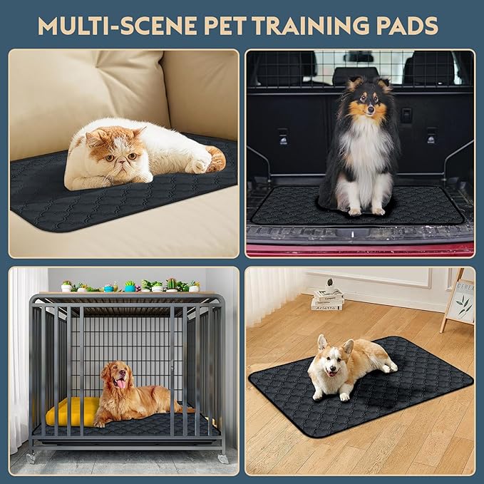 FunFurry Washable Guinea Pig Cage Liner - 2 Pack Reusable Washable Pee Pads，Waterproof Guinea Pig Bedding for Small Animal - Rabbit Bunny Hamster Puppy (Dark Grey, 24" X 47" - 2 Pack)