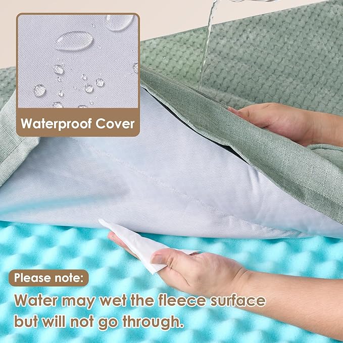 EHEYCIGA Orthopedic Dog Bed Medium Size Dogs, Memory Foam Dog Bed with Washable Removable Cover, Waterproof Pet Sofa Couch for Crate with Nonskid Bottom, 30x20x6, Greyish Green