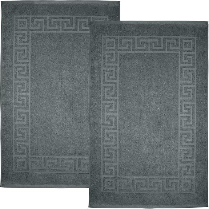 DAN RIVER Greek Cotton Bath Mats Set of 2 – Not a Bathroom Rug, Ultra Soft, Highly Absorbent & Machine Washable Bath Mat Towel for Bathroom Floor Mat – Durable, Quick-Dry, 21x34 Inches, Grey