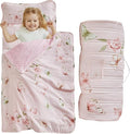 Toddler Nap Mat with Zipper,Detachable Minky Blanket and Removable Pillow,Soft Slumber Bags for Girls,Kids Sleeping Bag for Daycare Preschool Kindergarten,Flower Toddler Sleeping Mat - Butterfly