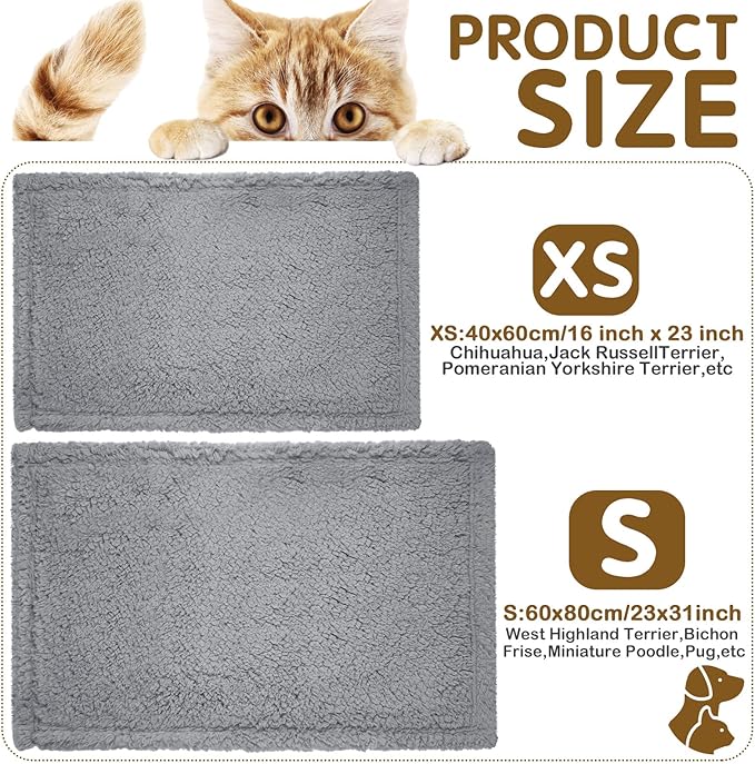 Newwiee 6 Pcs Blankets for Dogs Cats, Soft Warm Fluffy Fleece Pet Calming Blanket, Washable Flannel Throw for Small Medium Pet, Gray/Beige/Khaki(31 x 24 Inch)