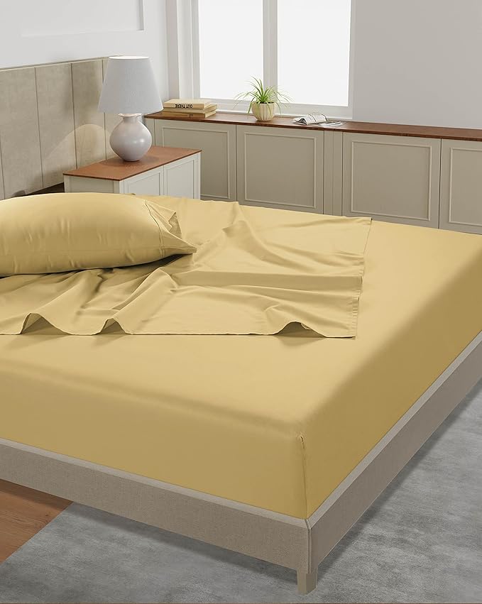 LANE LINEN King Sheet Set – 450 Thread Count Long-Staple 100% Cotton King Size Sheet Set, Sustainably Produced & Oeko-Tex Certified, Soft Silky Sateen Finish, 15" Deep Pocket Fitted Sheet – Cocoon