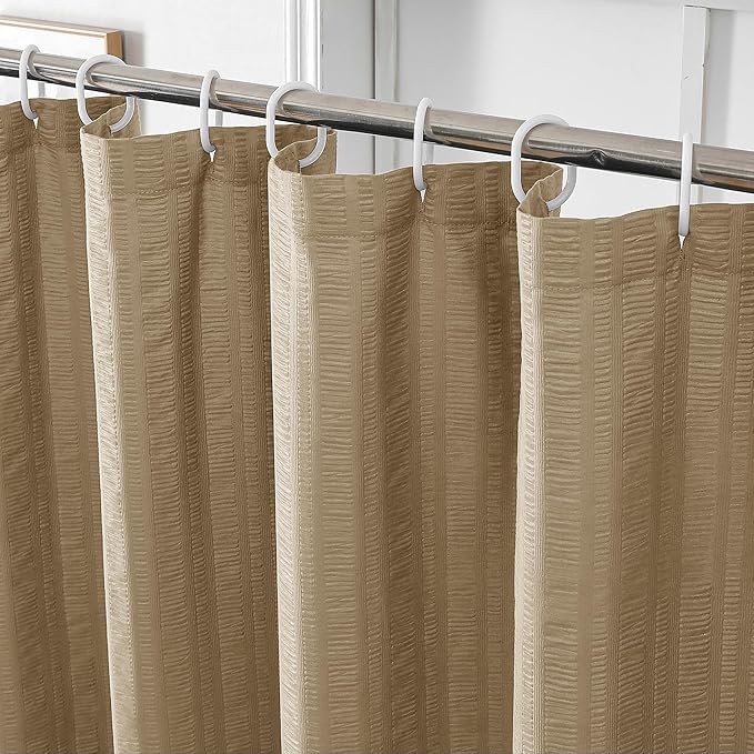 Aiyufeng Taupe Shower Curtain for Bathroom, Embossed Textured Fabric Shower Curtain for Bathroom - Soft Cloth & Hotel Spa, Machine Washable, 72X78,Taupe
