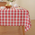 Alsoo Gingham Tablecloth Rectangle Table Cloth Heavy Duty Cotton Checkered Table Cover Buffalo Plaid Tablecloths for Spring Picnic Kitchen Dining, Red and White,60 * 90 inch