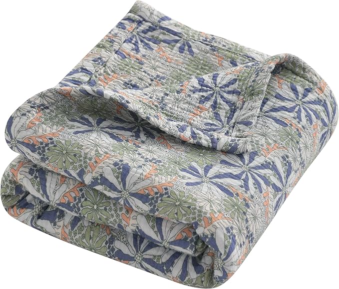 NTBAY 4 Layer Muslin Cotton Toddler Blanket, 42x60 Soft and Breathable Receiving for Newborns and Infants, Perfect for Crib, Stroller, Travel, Lightweight Nursery Blanket, Retro Floral Botanical