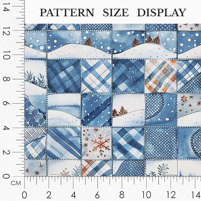 Winter Blue Patchwork Cotton Fabric – Premium Turkish Printed Cotton 140 GSM, Pre-Cut 61 x 36.6 Inches, Quilting & Sewing Fabric for Crafts, Home Decor & DIY Projects