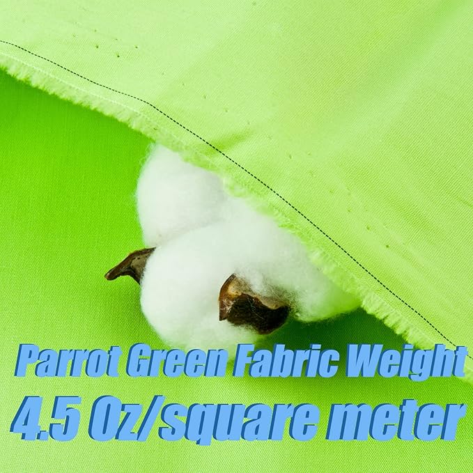 2 Yard Parrot Green Cotton Fabric, Natural Cotton Poplin Fabric by The Yard, 59 Inches Wide 100% Cotton Fabric, Soft Embroidery Muslin Quilting Material for Sewing Material Apparel Cloth