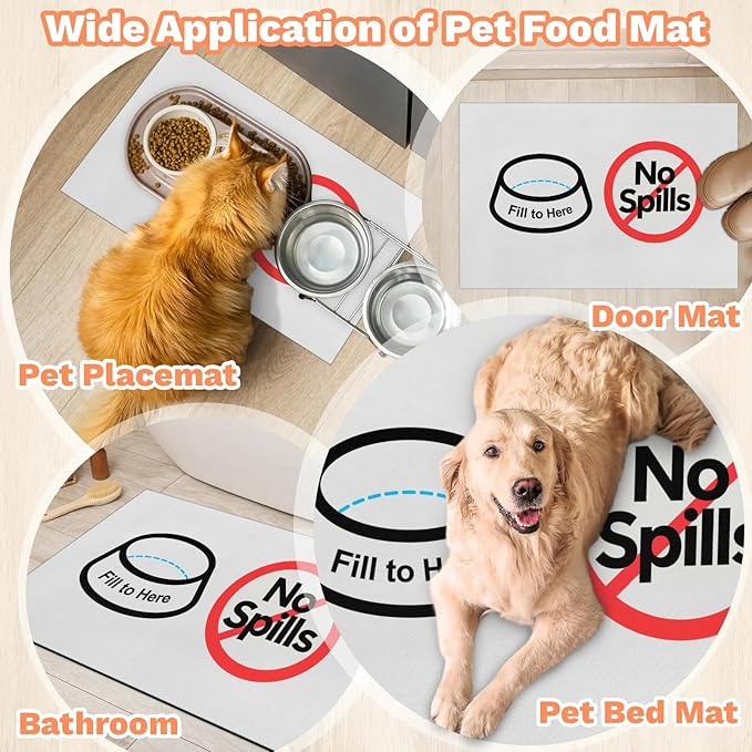 No Spills Dog Food Mat, 16x24 Inch Waterproof & Easy Clean Pet Feeding Mat for Floor Protection, Non-Slip Bowl Placemat for Messy Dogs