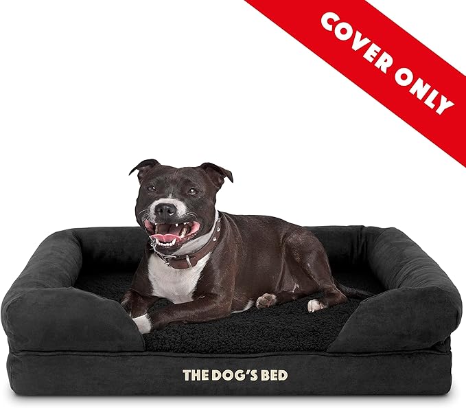 The Dog's Bed Replacement Outer Cover ONLY (Outer Cover ONLY - NO Bed, NO Waterproof Inner) for The Dog's Bed, Washable Plush Fabric, Medium (Black Plush) Veterinary Approved