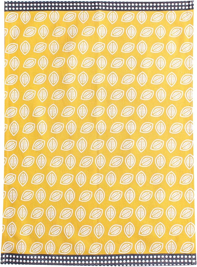 ACCENTHOME Cotton Kitchen Towels Set of 4 - Absorbent Tea Towels With Lemon Slice Print 2+2 Each Design - Multi-Purpose Linen for Drying and Hand Use 20x28