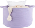 XUANGUO Large Cotton Rope Basket Blankets Basket Living Room 22"x14" Toy Basket for Kids Rope Storage Basket for Nursery Woven Laundry Basket for Clothes Baby Toy Storage round purple or Lavendor