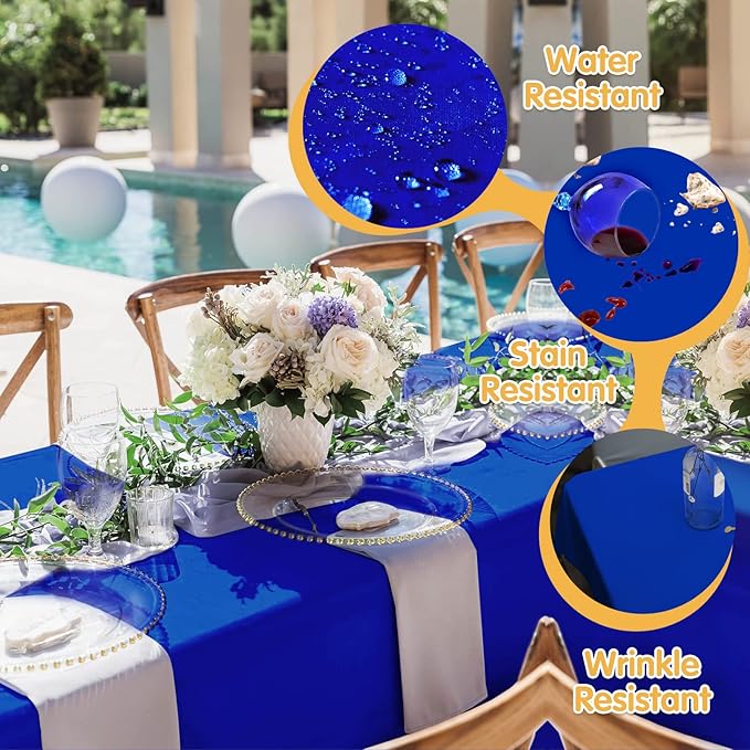 BRILLMAX 10 Pack Royal Blue Tablecloths for 8 Foot Rectangle Tables 60 x 126 Inch - 8ft Rectangular Bulk Linen Polyester Fabric Washable Cloth Cover for Wedding Reception Banquet Birthday Party