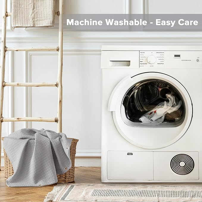 Madison Park Shower Curtain Waffle Weave, Vibrant Dyed, Waffle Shower Curtain 3M Scotchgard Moisture Management, Farmhouse Wide Shower Curtains for Bathroom, Extra Width: 108"x72" Grey