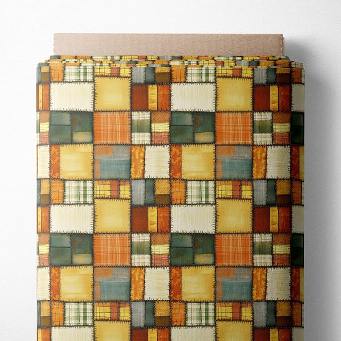 Golden Harvest Patchwork Cotton Fabric – Premium Turkish Printed Cotton 140 GSM, Pre-Cut 61 x 36.6 Inches, Quilting & Sewing Fabric for Crafts, Home Decor & DIY Projects