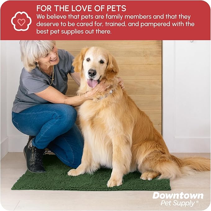 My Doggy Place Dog Mud Mat, 36" x 26" Chive – Thick Microfiber Entry Rug for Snow, Mud & Salt – Absorbent, Quick-Dry, Washer-Safe & Non-Slip, Large
