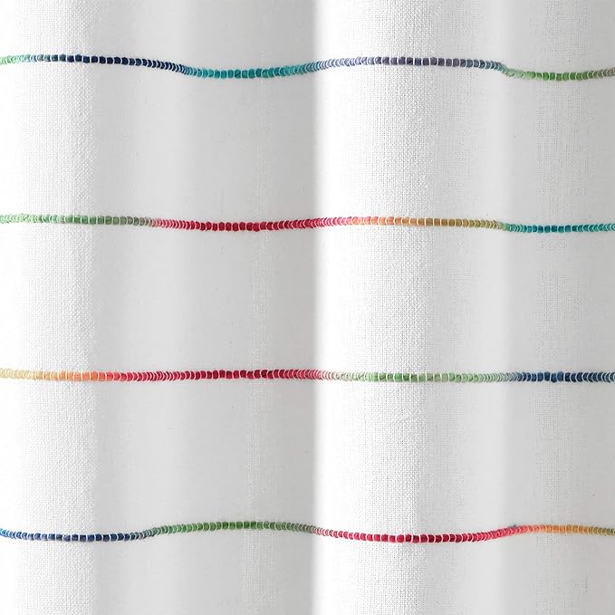 Lush Decor Ombre Stripe Yarn Dyed Cotton Shower Curtain, 72" W x 72" L, Rainbow - Fabric Shower Curtains - Striped Bathroom Curtain - Farmhouse & Coastal Decor