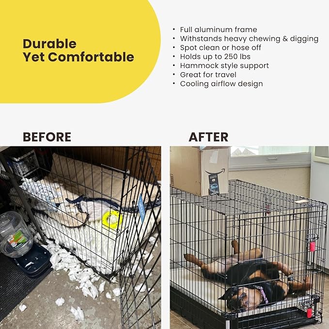 K9 Ballistics Chew Proof Elevated Outdoor Cooling Cot Bed for Large Dogs - Virtually Indestructible, Preassembled, Withstands Aggressive Chewers - L, Ripstop Blue Quartz