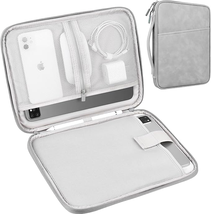 Lacdo Tablet Sleeve Bag for 11 inch iPad A16 / 11 Inch iPad Pro M5 M4 / 11 inch iPad Air M3 M2 / 10.9" iPad / 10.2" iPad /10.9" ipad Air, 11 inchs Samsung Galaxy Tab A9+ Bag, Fit Magic Keyboard, Gray