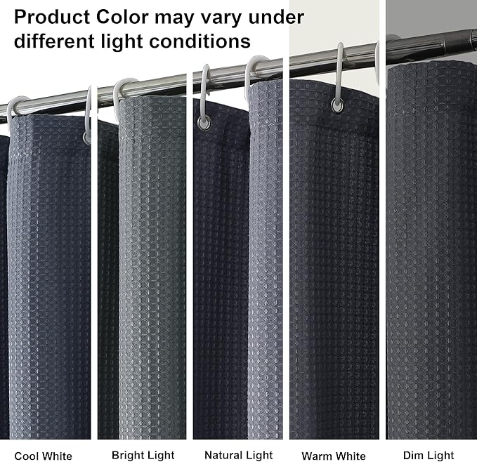OVZME Stall Fabric Shower Curtain Set - 36x72, Waffle Weave 230GSM Heavy Duty Small Stall Shower Curtains for Narrow Stall Size, Machine Washable Bath Curtain with 12 Plastic Hooks, 36x72 Inch, Grey