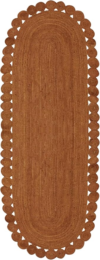 Runner - Oval Rug 3x15 Area Rug Kilim Rug Orange Solid Design 0.27 inches ThickIndoor Outdoor Rug Flatweave Rug High Traffic Area Home & Foyer Corridor Hallway & Stair Runner