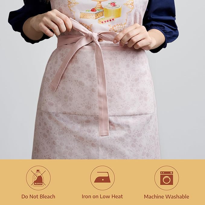 Maison d' Hermine 100% Cotton Apron for women with Pocket Kitchen Chef Apron for Men Cooking Gardening Server Waitress