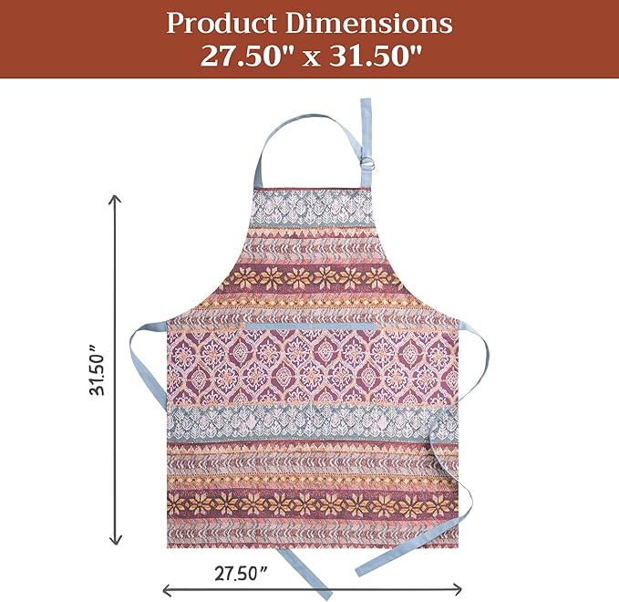 Maison d' Hermine 100% Cotton Apron for women with Pocket Kitchen Chef Apron for Men Cooking Gardening Server Waitress