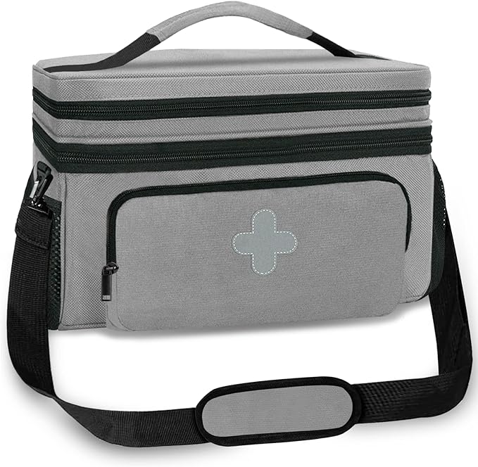 GDNasist Medicine Storage Bag, Medical Bag Pill Bottle Organizer for Emergency, Medicine Box Empty with Small Portable Pouch, First Aid Box for Travel and Home Storage