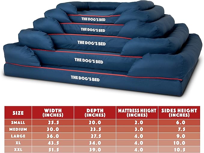 The Dog’s Bed, XL Oxford Blue, Memory Foam, Pain Relief: Arthritis, Hip & Elbow Dysplasia, Post Surgery, Lameness, Supportive, Calming, Waterproof Washable Cover, Veterinary Approved