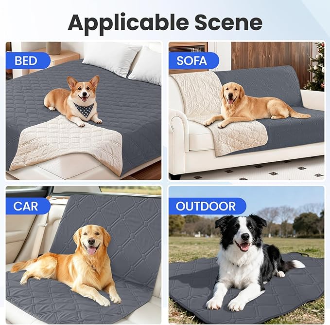CYCMACO Waterproof Dog Bed Cover Pet Blanket, Soft Couch Cover for Dogs Washable, Non-Slip Dog Blanket Protect Furniture Couch Sofa Car for Puppy Large Dogs Cat (30x53 Inch, Dark Grey)