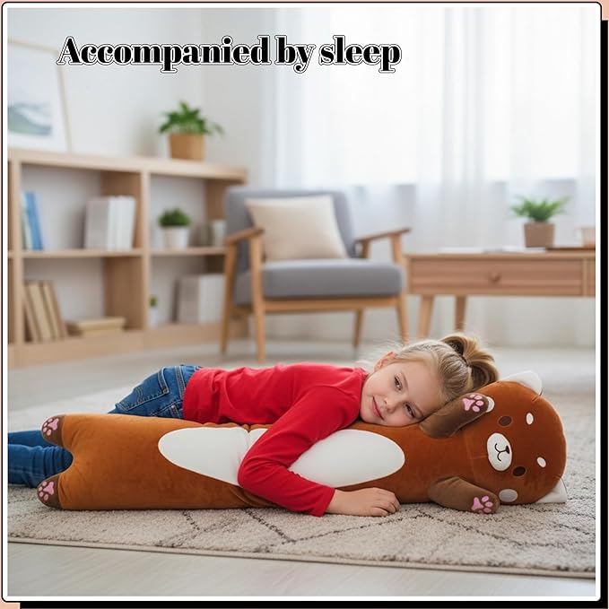 Shuoopen Red Panda Stuffed Animal Pillow - Long Red Panda Plush Toy, Super Soft Hugging Pillow for Kids & Adults, Gift for Christmas & Home Decor (110cm/43.3inch)