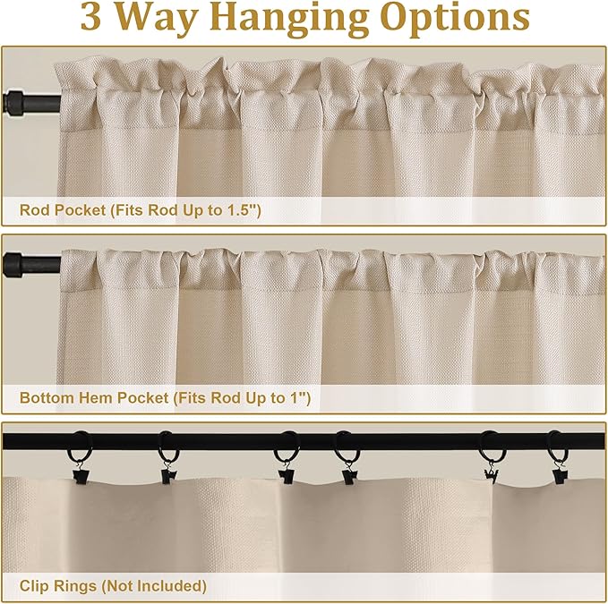 Lecloud Bessie Curtains 72 Inches Long 2 Pcs, Airy Light Filtering Faux Linen Textured Window Curtains for Living Room Bedroom Decor, Rod Pockets Drapes, Each Panel 40" W x 72" L, Linen Color
