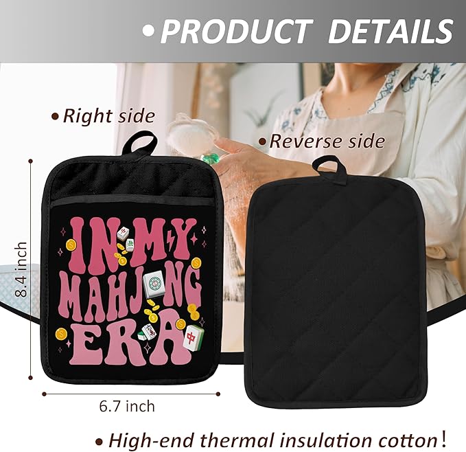 Mahjong Gifts Pot Holders for Kitchen，Mahjong Gifts for Women，Funny Oven Mitts,Cute Pot Holders,Funny Kitchen Decor,Potholder(Color-04)