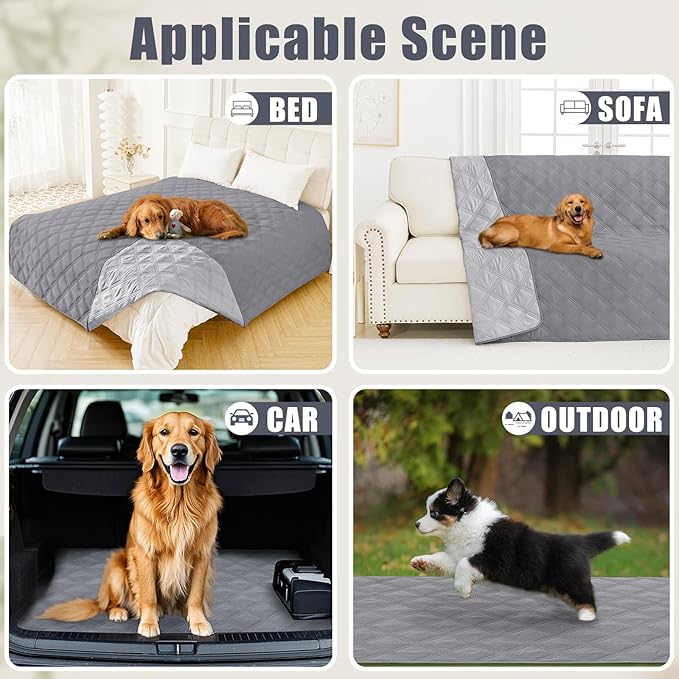 Smiry Waterproof Dog Bed Cover Blanket 68x82, Soft Reversible Pet Blanket, Washable Leakproof Cats Dogs Couch Cover for Sofa, Couch, Furniture, Lattice, Grey/Light Grey