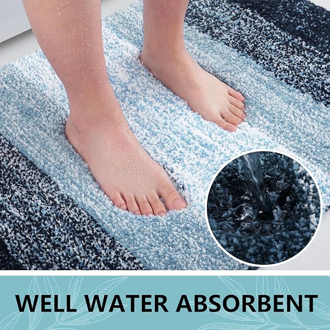 Arotive Microfiber Bathroom Rugs, Shaggy Soft and Absorbent Bath Rug, Non-Slip, Thick Plush Machine Washable Dry Bath Mats for Bathroom, Tub and Shower, 24x16, Dark Blue, Rectangular