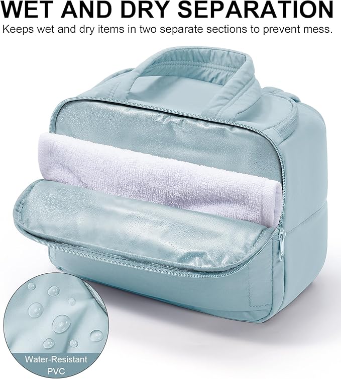 Bagstellar Travel Toiletry Bag, Lightweight Wide-open Large Puffy Toiletry Bag for Women, Quilted Makeup Bag Organizer Water-resistant Cosmetic Bag with Handle for Toiletries, Essentials, Accessories