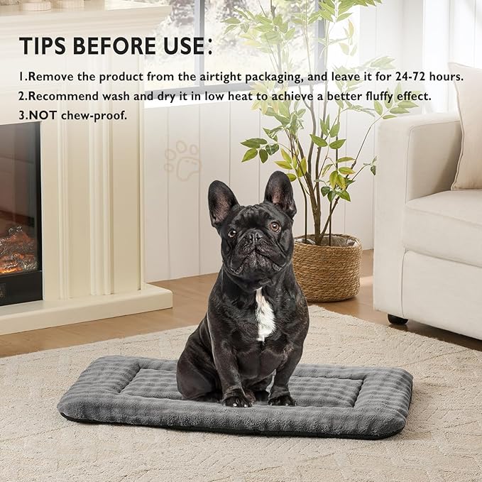 Yaning Dog Bed Mat Crate Pad for Medium Dogs, Washable Soft Pet Sleeping Mat Kennel Pad with 3D Bubble Pattern, Grey, 30"x 19"