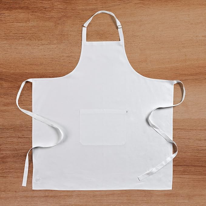 Solino Home 100% Pure Linen Apron for Women & Men - Full Midi Bib Apron Adjustable Neck Strap with Center Pockets for Kitchen