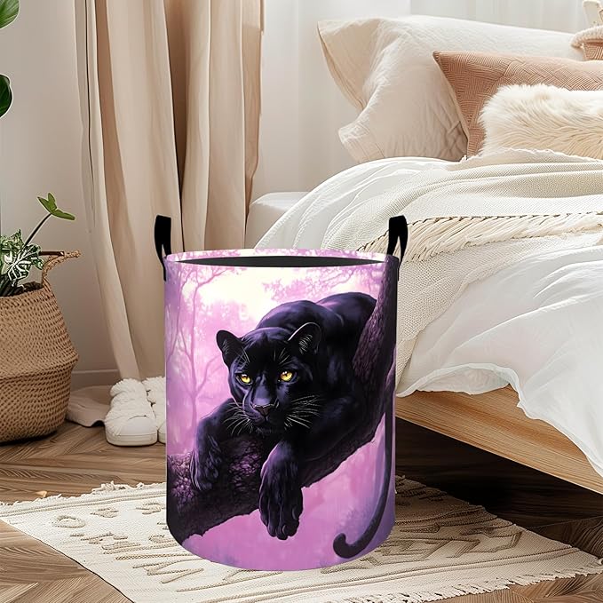 ainori Fierce Cheetah Laundry Basket, Oxford Cloth Vibrant Fantasy Dirty Clothes Collapsible Hamper for Room Decor, Jungle Animal Print Gifts Toy Organizer 19.7 * 15.8 Inch for Bedroom Bathroom Dorm