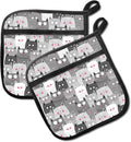 2 Pack Pot Holders for Kitchen Clearance, Cute Hot Pads, Funny Oven Pot Holders, Potholders Sets for Kitchen Heat Resistant Grey Cute Cats