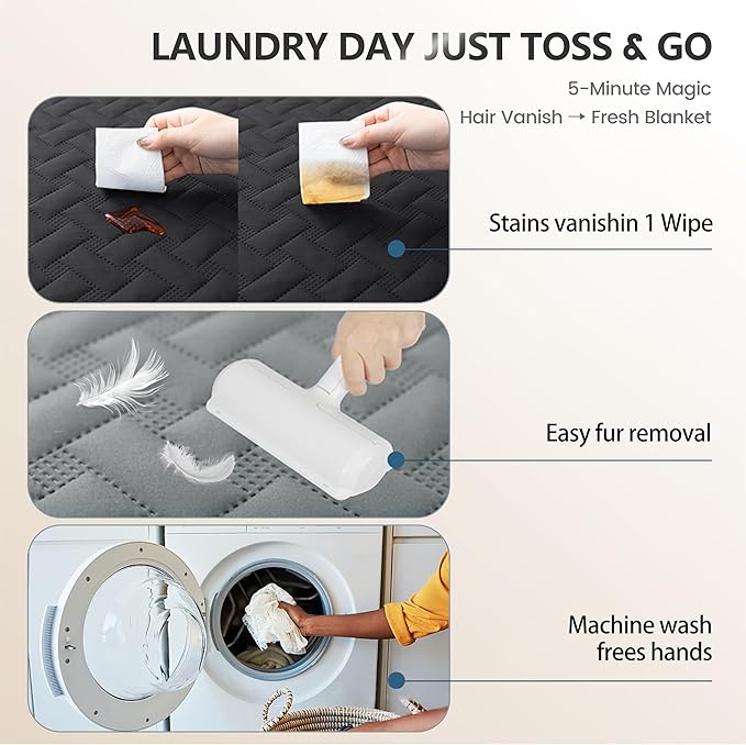 gogobunny 100% Double Sided Waterproof Dog Blanket Soft Pet Bed Cover Reversible Protect Furniture Couch Sofa Car for Puppy Cat (Dark Charcoal/Light Charcoal, 30x30 Inch (Pack of 1))