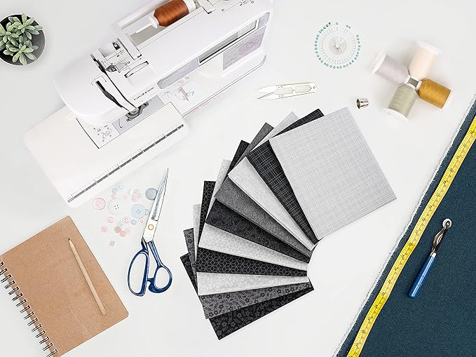Craftido -25 Options- 100% Cotton Quilting Fabric Bundles 10pcs Fat Quarters 18”x21”-Medium Weight 5.2 oz- Soft Cotton for Quilting, Sewing Project, Patchwork, DIY Crafts – Monochrome