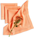 Solino Home Linen Cloth Napkins Set of 4-100% Pure Linen Coral Dinner Napkins 20 x 20 Inch for Valentines, Spring, Easter - Classic Hemstitch, Handcrafted and Machine Washable