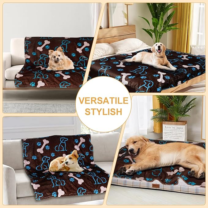 Gowyeg Dog Blanket for Small Dogs Washable-Soft Fluffy Puppy Blanket with Premium 300GSM Coral Fleece,Cozy Calming Cat Blankets for Indoor Cats for Kitten Doggy,Coffee,43x30IN
