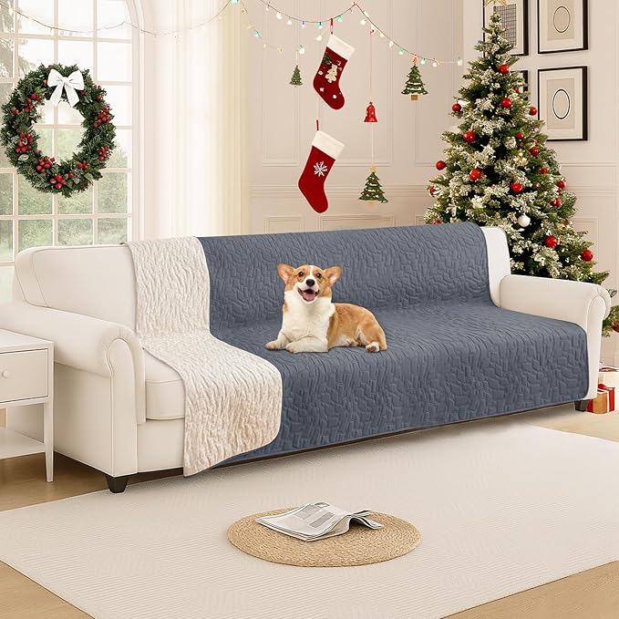 CYCMACO Waterproof Dog Bed Cover Pet Blanket, Soft Couch Cover for Dogs Washable, Non-Slip Dog Blanket Protect Furniture Couch Sofa Car for Puppy Large Dogs Cat (82x102 Inch, Dark Grey)