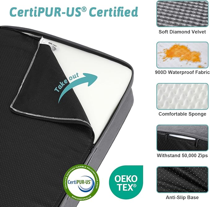 COZY KISS Orthopedic Dog Bed for Extra Large, XXL Dogs Bed, L Shaped Foam Anti-Slip Bottom Giant Pet Cat Sofa with Washable Cover, Suitable for Pet Up to 150 lbs, 48x35x8 inch, Grey ﻿